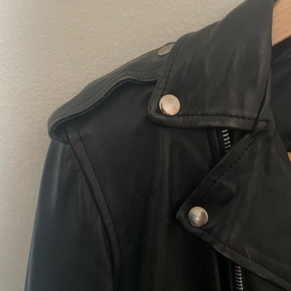 Vintage Leather Motorcycle Jacket Women's Black Jacket - Picture 2 of 5